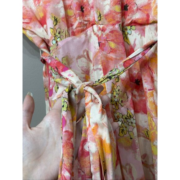 NWT Free People Freddy Pink Floral Print Short Sleeve Tie Mini Dress Women's XS - Picture 11 of 11